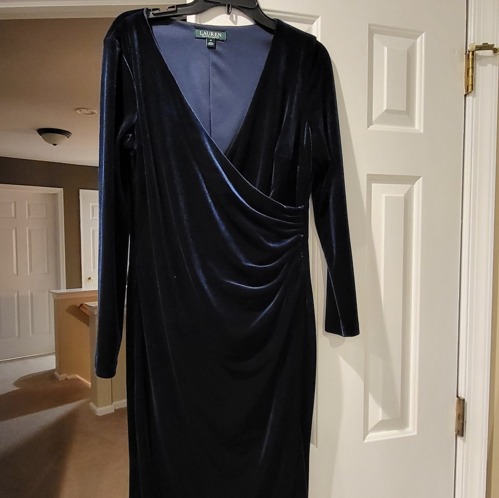 Ralph Lauren Blue Velvet Cocktail Dress